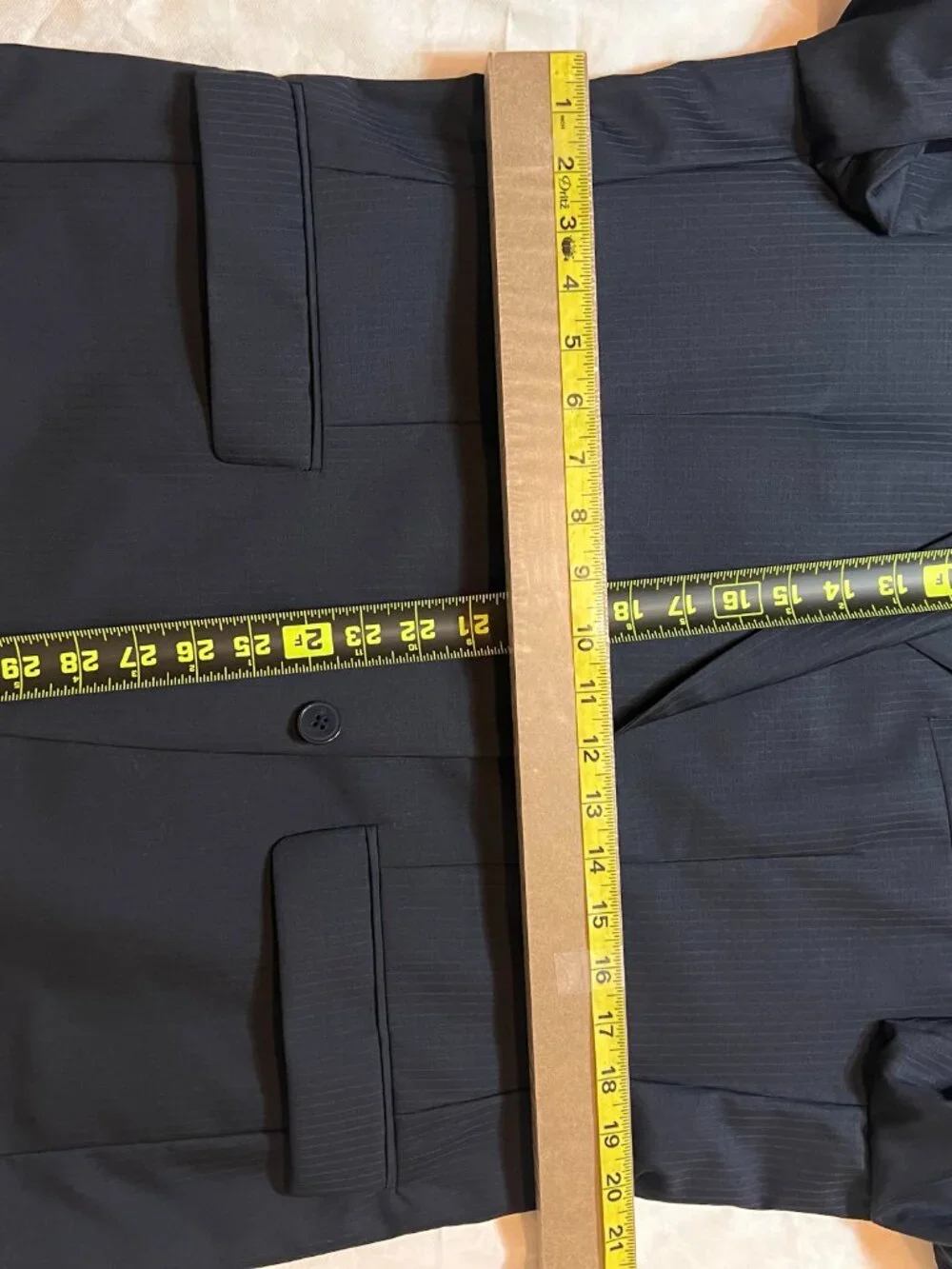 Calvin Klein Slim Fit 100% Wool Navy Blue Pinstripe Suit Jacket Blazer Men's 44R